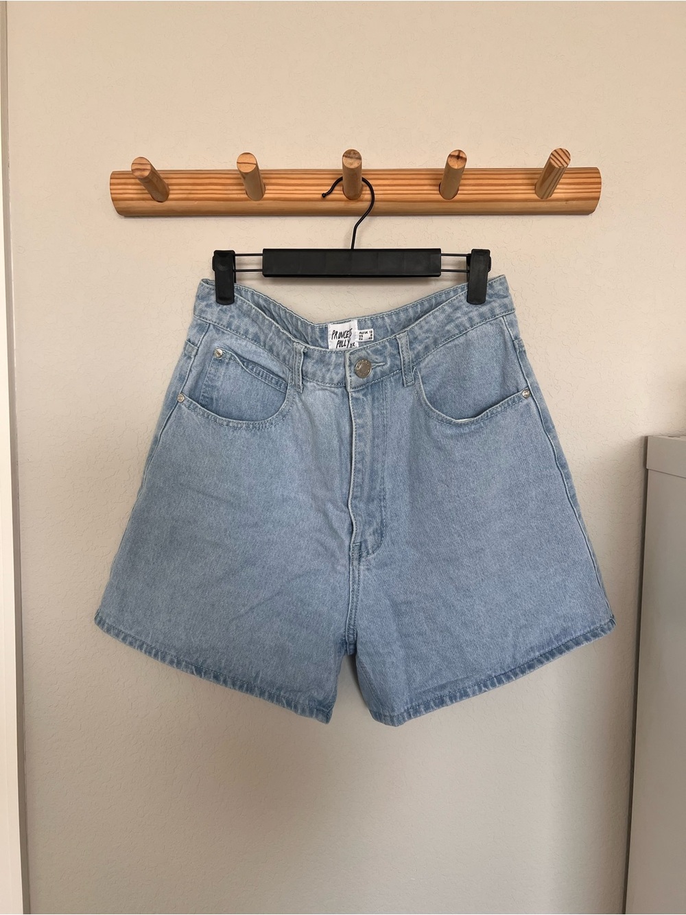 Princess Polly Light Blue High-Rise Denim Shorts